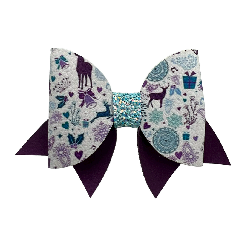 Purple & Blue Winter Wonderland Hair Clip Bow