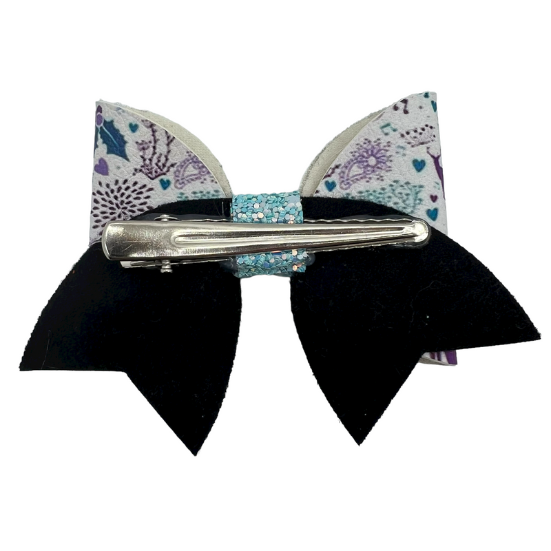 Purple & Blue Winter Wonderland Hair Clip Bow