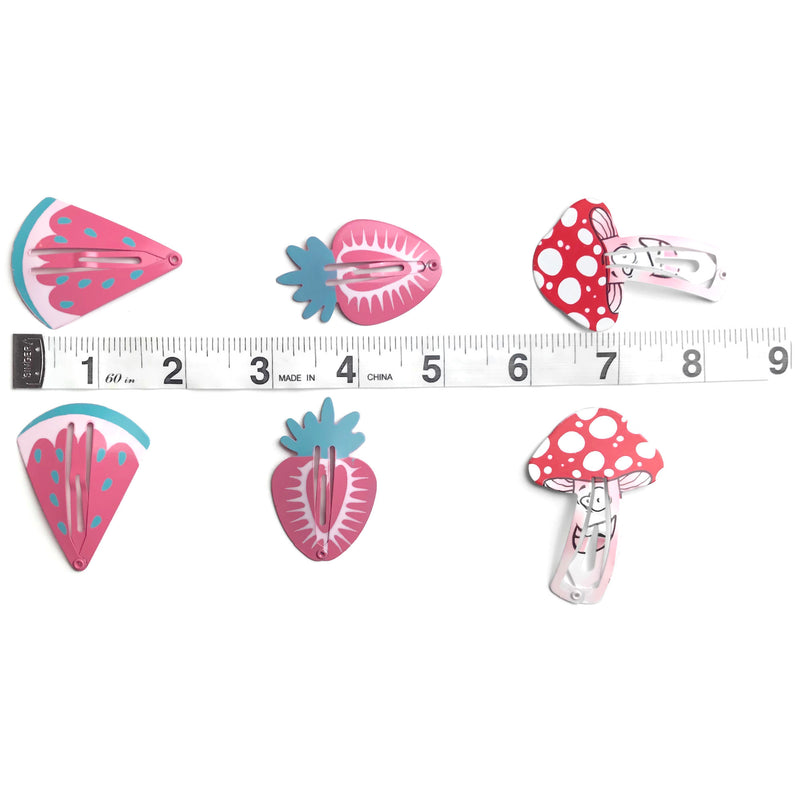 Watermelon, Strawberry & Mushroom Snap Clip Set