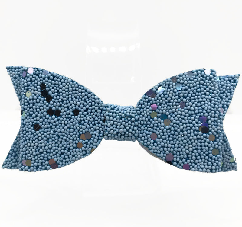 Blue Beaded Hair Clip Bow