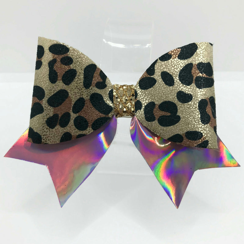 Cheetah with Pink Ribbon Hair Clip Bow