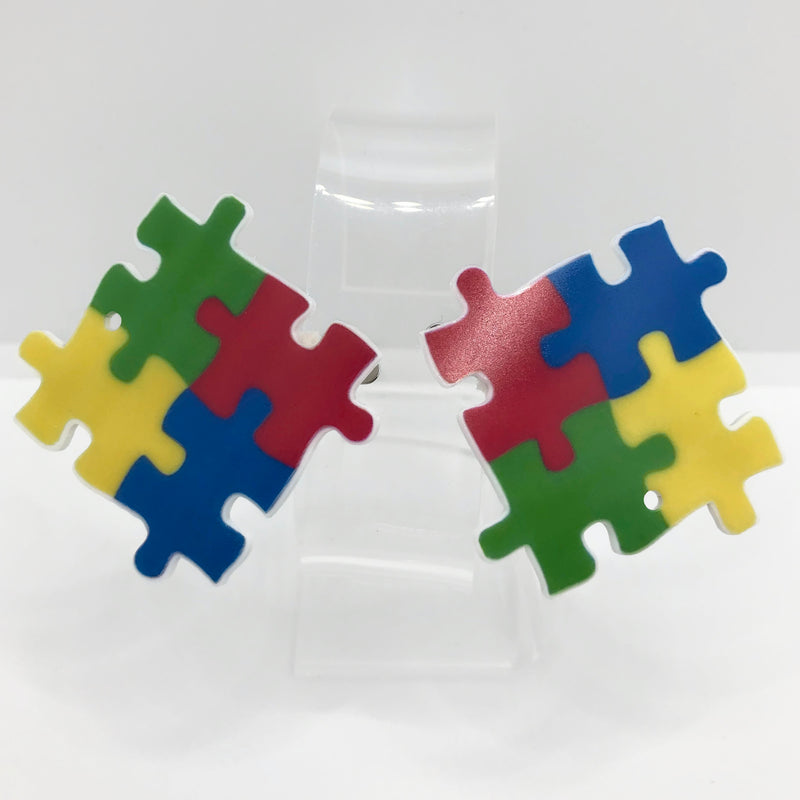 Autism Puzzle Hair Clips