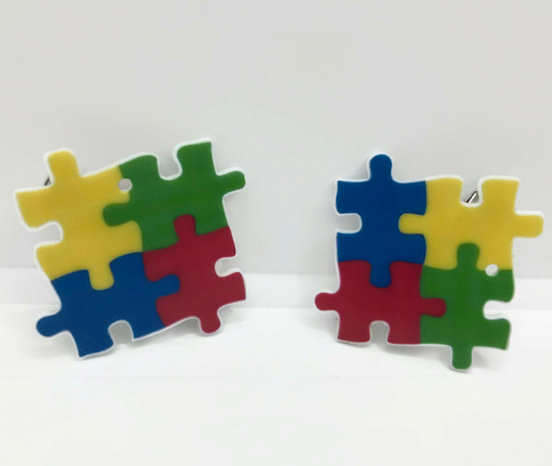 Autism Puzzle Hair Clips