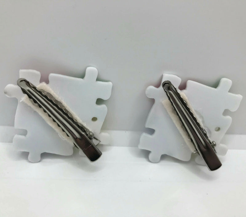 Autism Puzzle Hair Clips