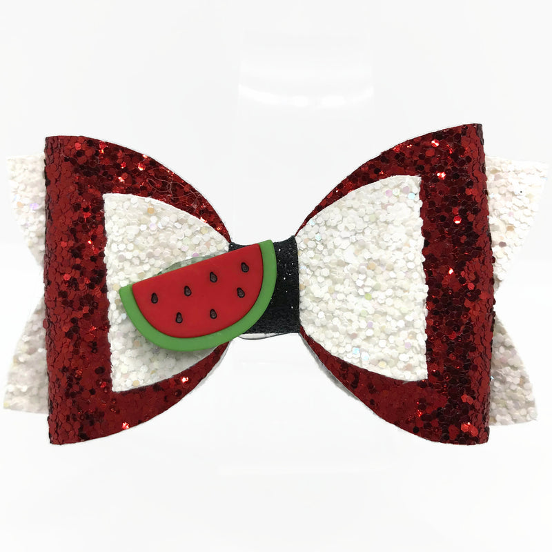 Sparkle Watermelon Charm Hair Clip Bow