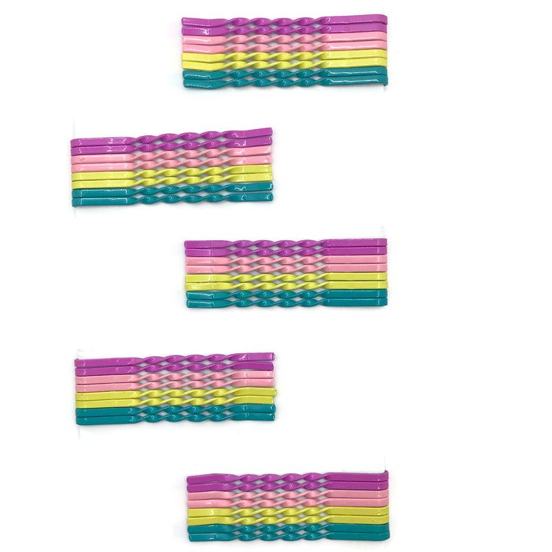 Pastel Colored Twisty Bobby Pin Set