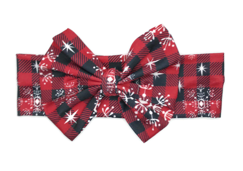 Buffalo Check Snowflake Milk Silk Headband Bow