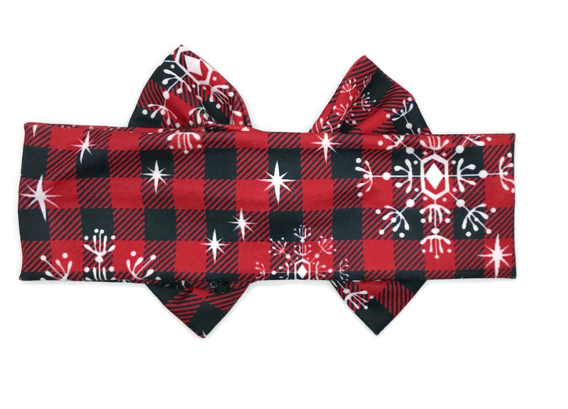 Buffalo Check Snowflake Milk Silk Headband Bow