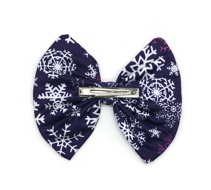 Purple Snowflake Milk Silk Hair Clip Bow