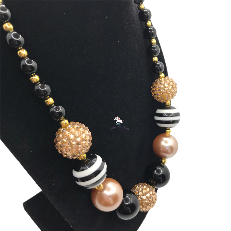 Black & Gold Chunky Bubblegum Necklace