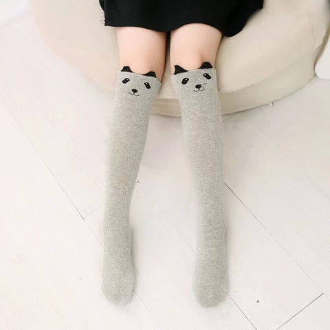 Gray Bear Knee High Socks