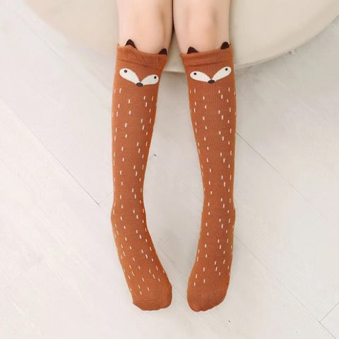 Brown Fox Knee High Socks