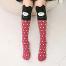 Maroon Spotted Bear Knee High Socks