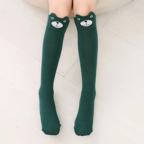 Green Bear Knee High Socks