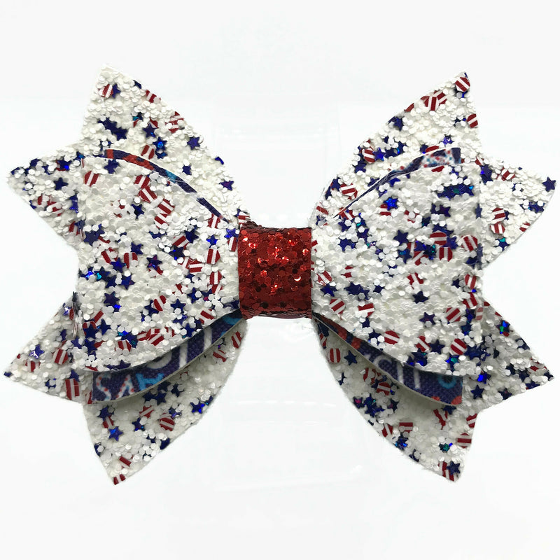 Glitter Bling Patriotic Hair Clip Bow