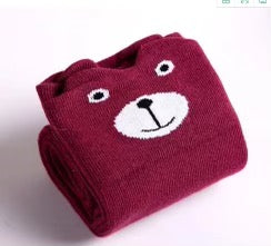 Maroon Bear Knee High Socks