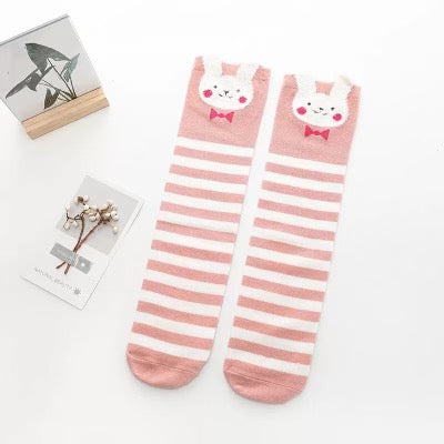 Striped Bunny Knee High Socks