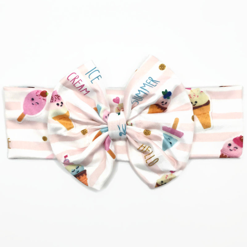 Summer Ice Cream Milk Silk Headband Bow