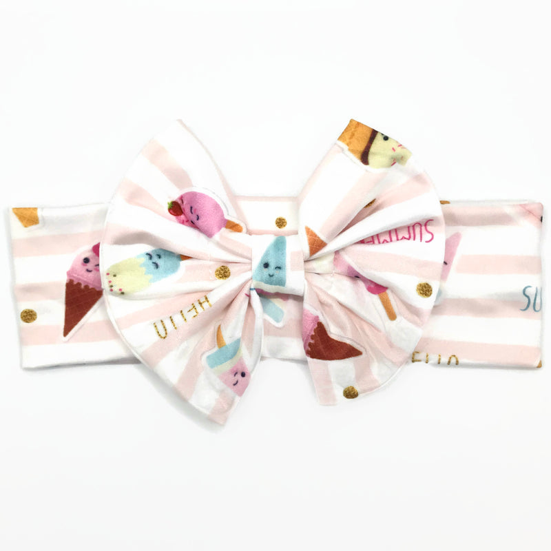 Summer Ice Cream Milk Silk Headband Bow