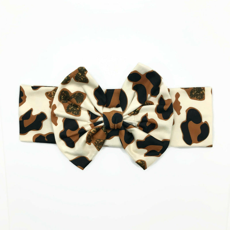 Cheetah Milk Silk Headband Bow