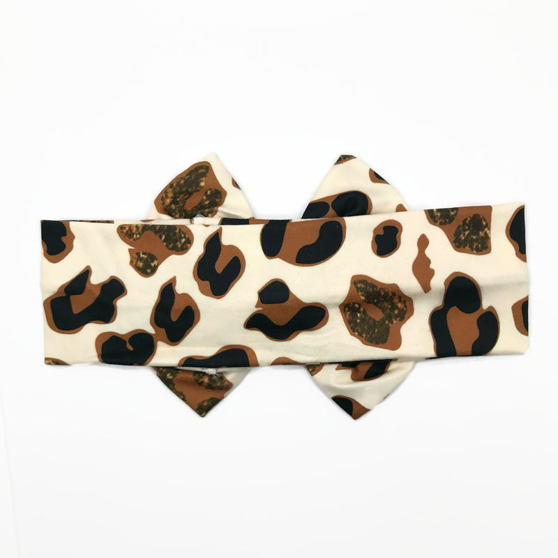 Cheetah Milk Silk Headband Bow