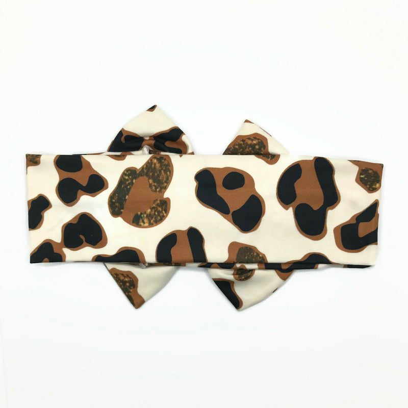 Cheetah Milk Silk Headband Bow