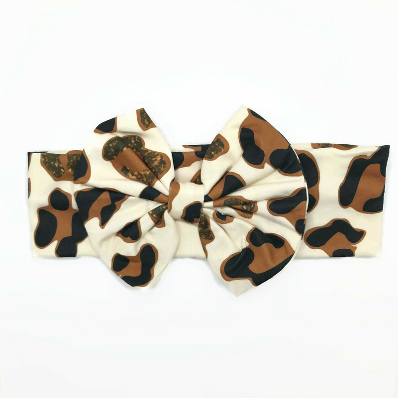 Cheetah Milk Silk Headband Bow