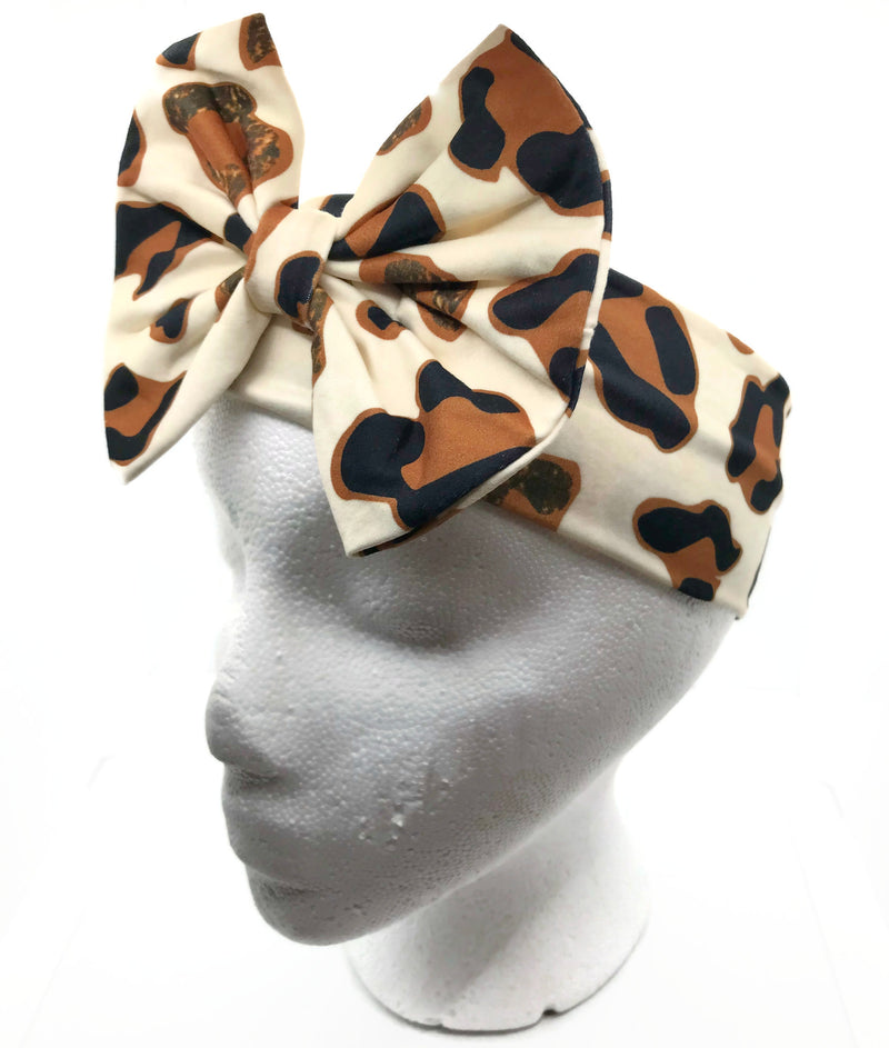 Cheetah Milk Silk Headband Bow