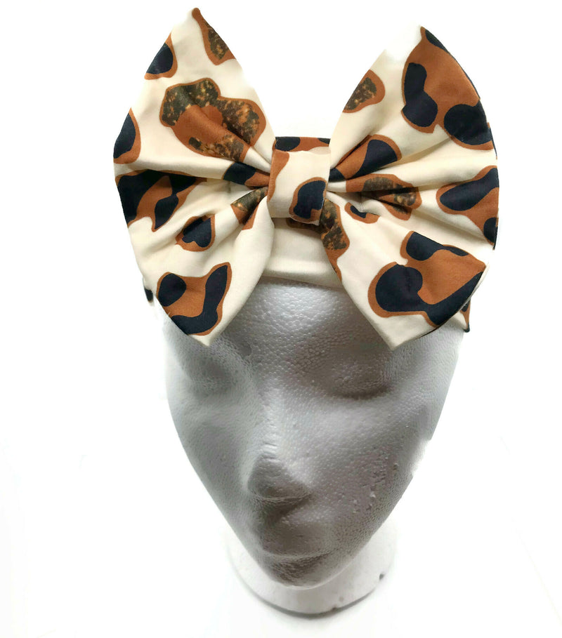 Cheetah Milk Silk Headband Bow