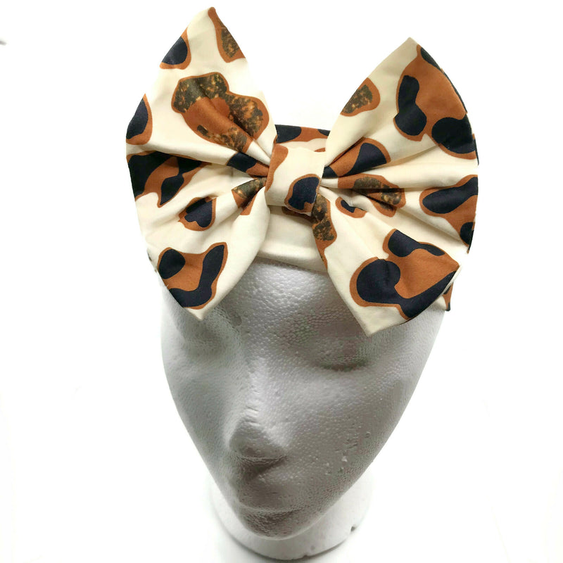 Cheetah Milk Silk Headband Bow