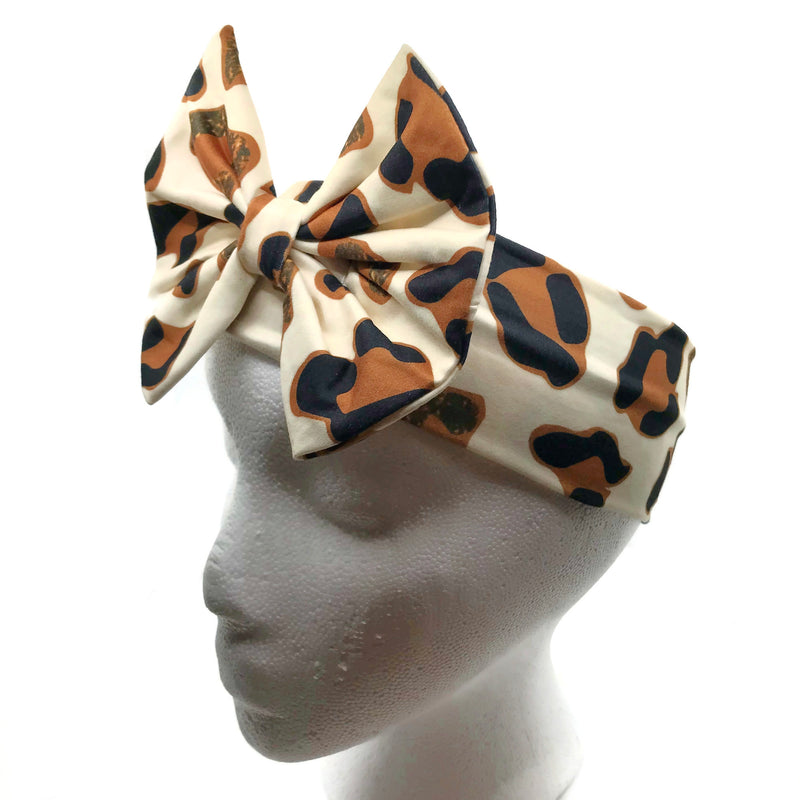 Cheetah Milk Silk Headband Bow