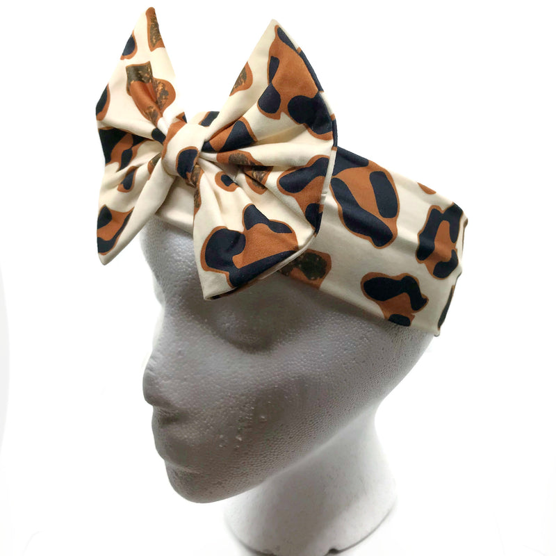 Cheetah Milk Silk Headband Bow