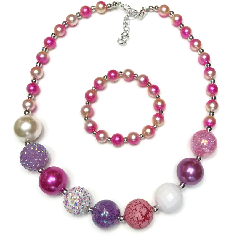 Candy Crush Chunky Bubblegum Necklace with Bracelet Set