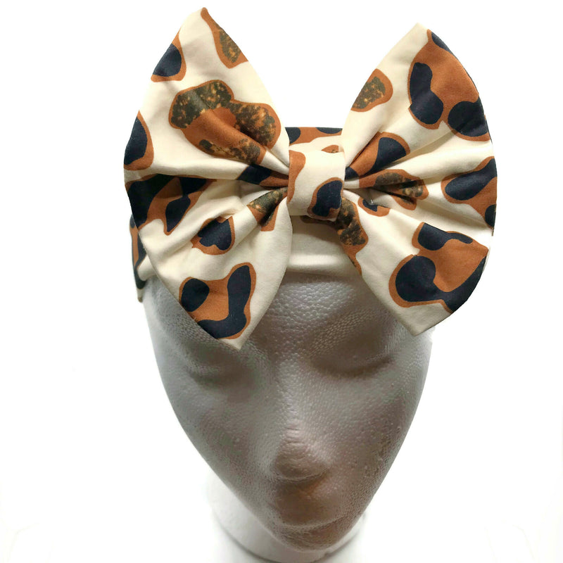 Cheetah Milk Silk Headband Bow