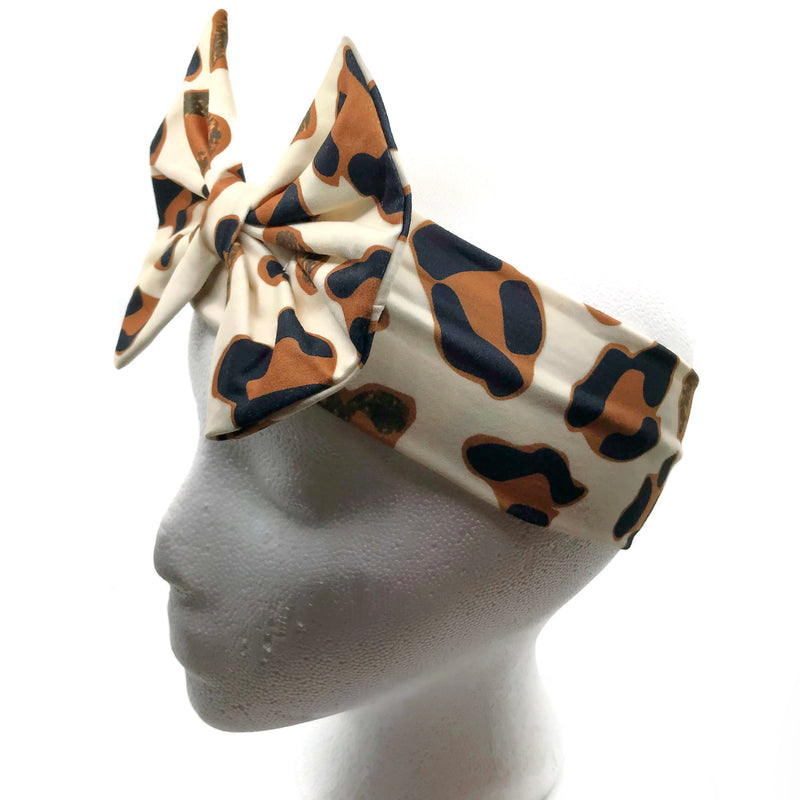 Cheetah Milk Silk Headband Bow