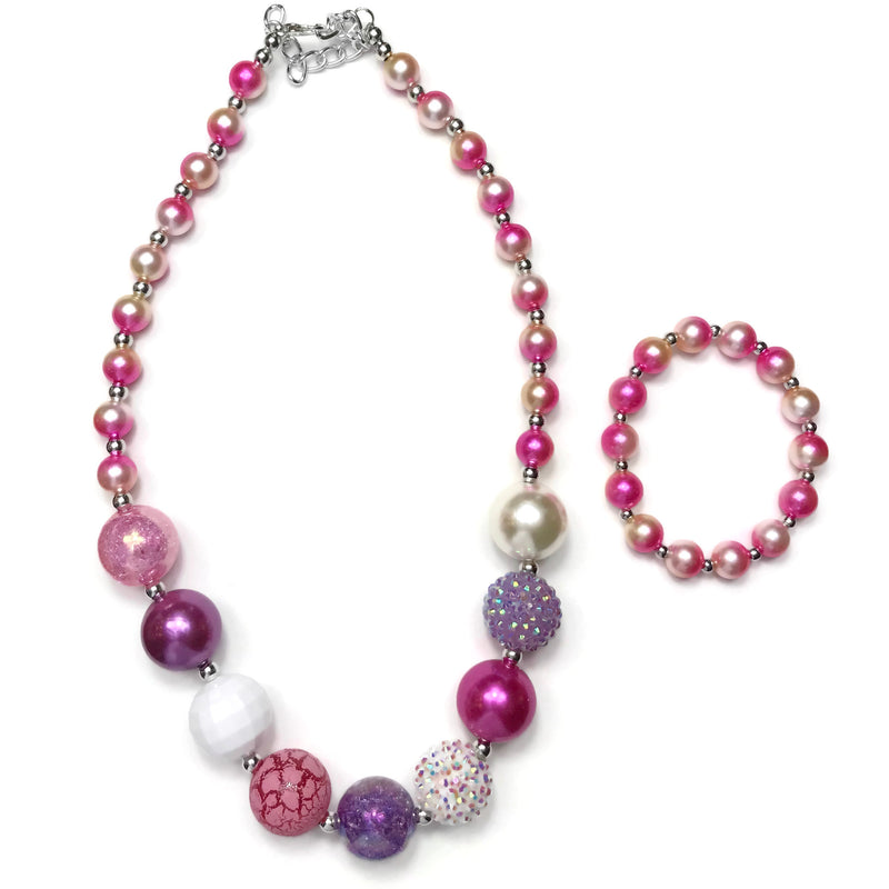 Candy Crush Chunky Bubblegum Necklace with Bracelet Set