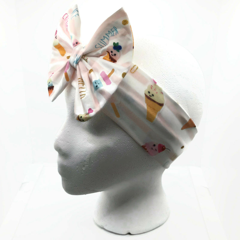 Summer Ice Cream Milk Silk Headband Bow