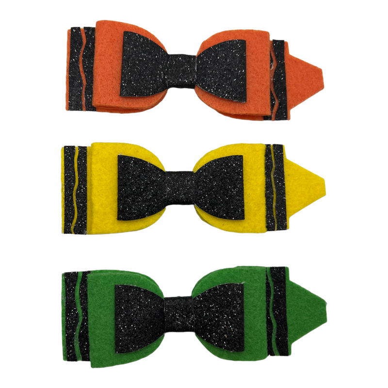 Crayon Hair Clip Bows