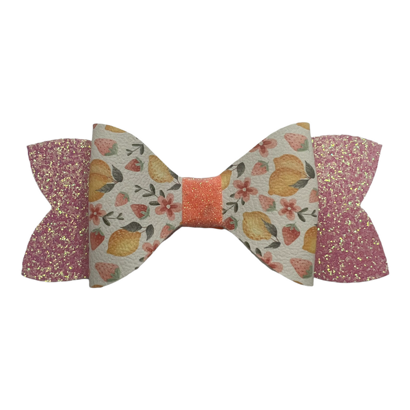 Lemons Sparkle Pink Hair Clip Bow