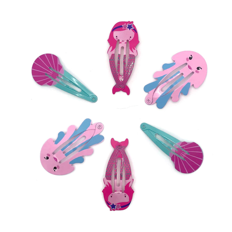 Pink Mermaid, Shell & Jellyfish Snap Clip Set