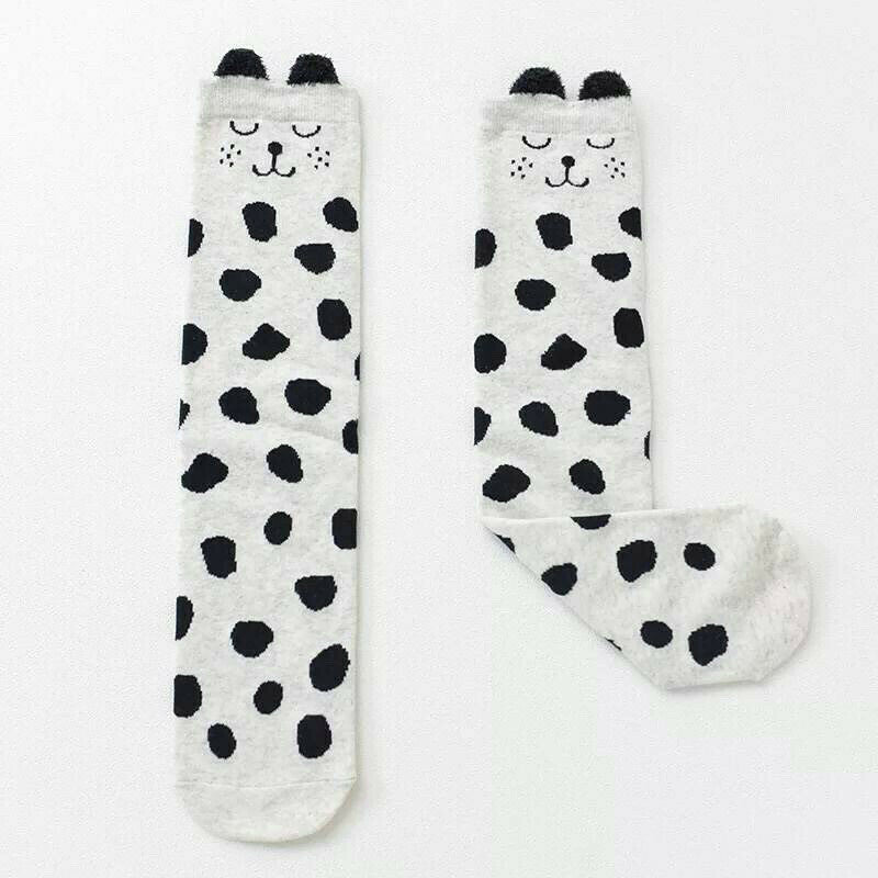 Gray and Black spotted Dog Knee High Socks
