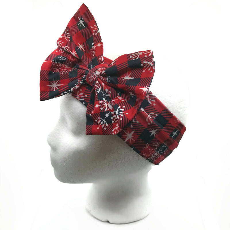 Buffalo Check Snowflake Milk Silk Headband Bow