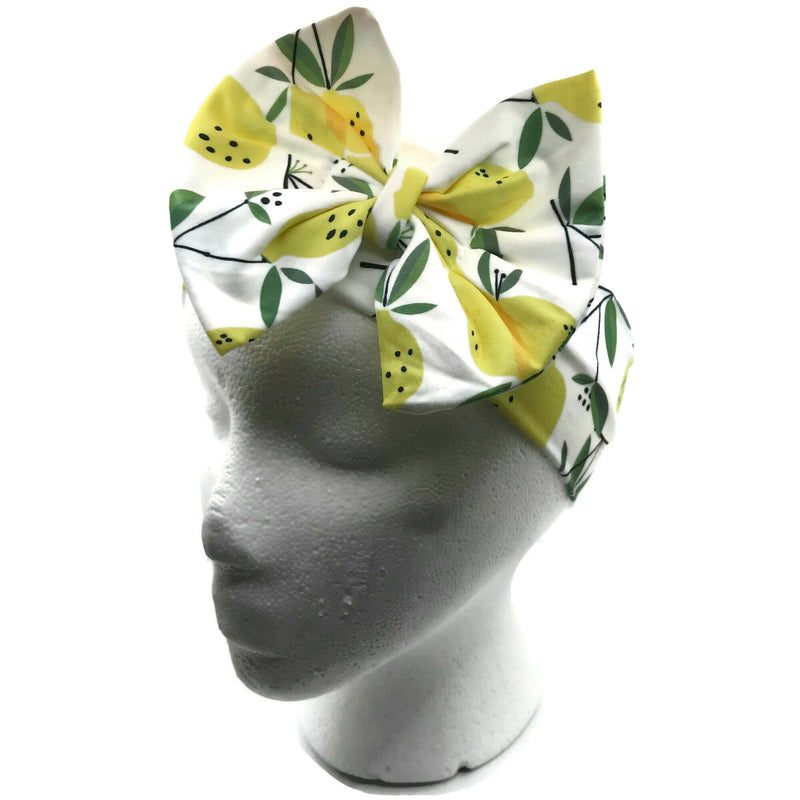 Summer Lemon Milk Silk Headband Bow