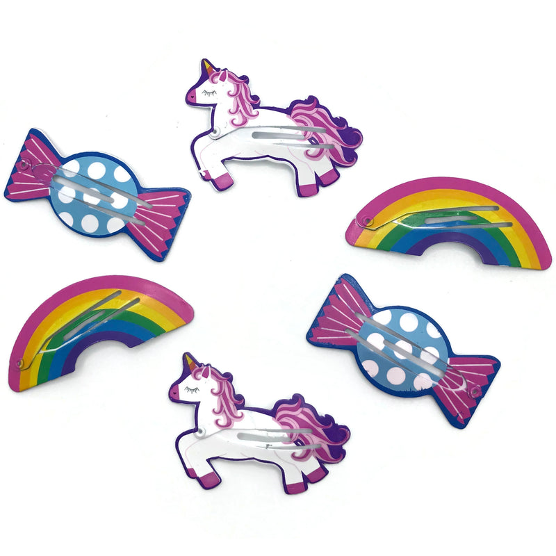 Unicorn, Candy & Rainbow Snap Clip Set