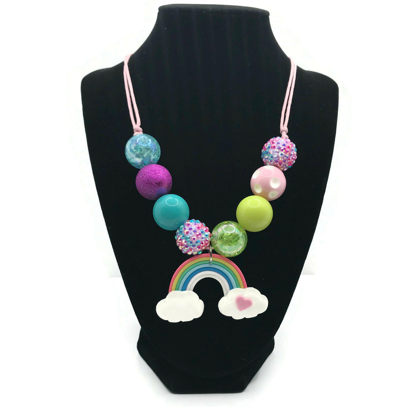 Rainbow Chunky Bubblegum Necklace with Adjustable Cord