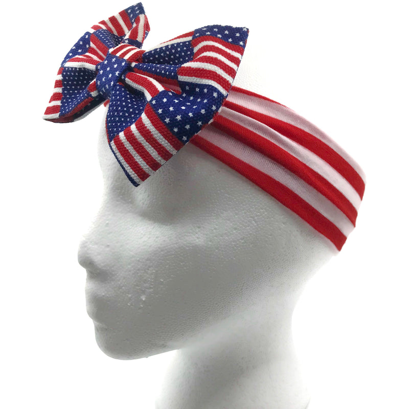 American Flag Headband Bow