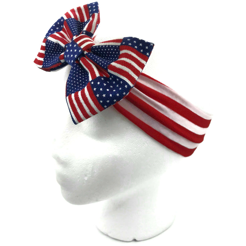 American Flag Headband Bow