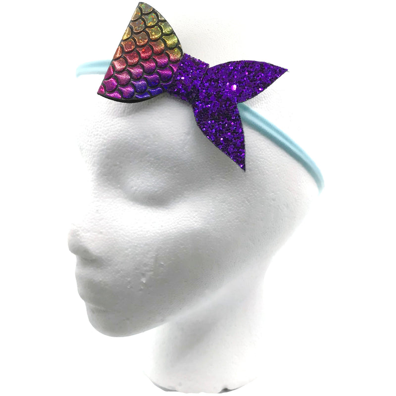 Rainbow Shimmer Mermaid Tail Headband Bow