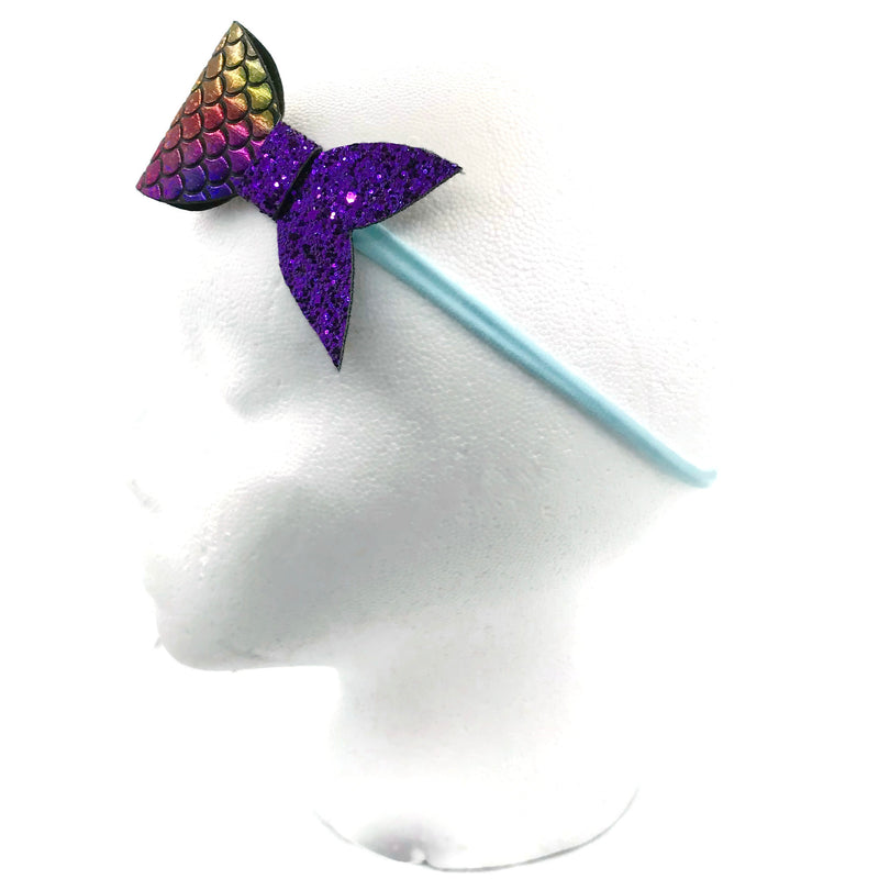 Rainbow Shimmer Mermaid Tail Headband Bow