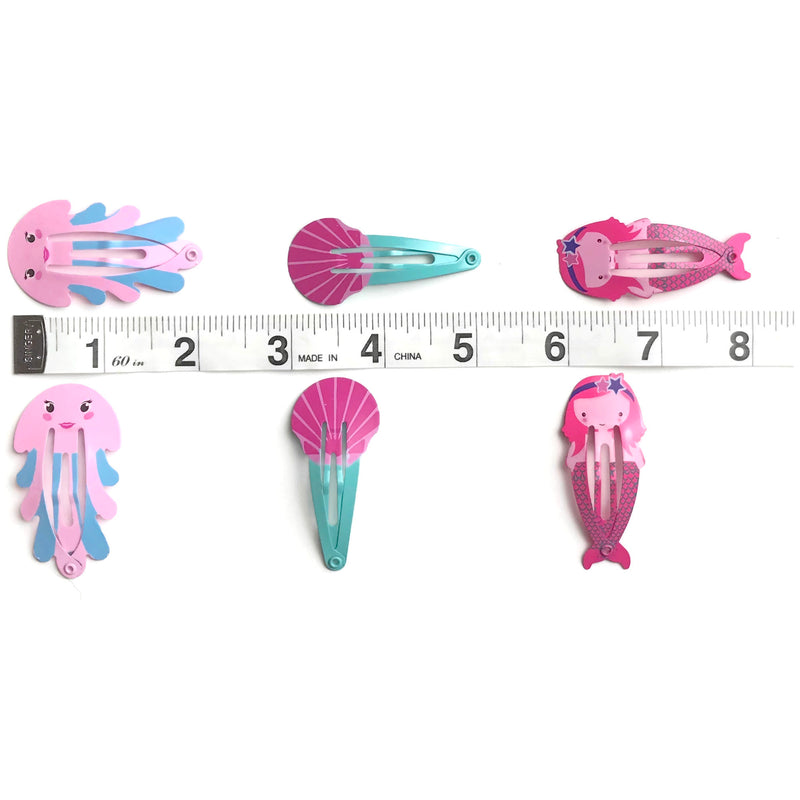 Pink Mermaid, Shell & Jellyfish Snap Clip Set